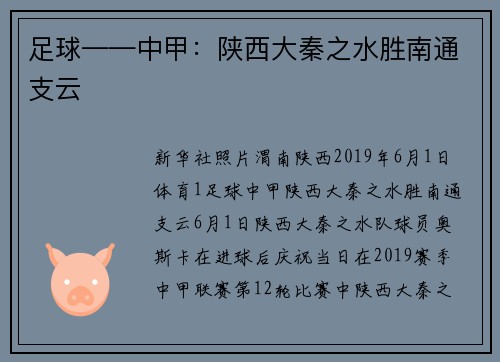 足球——中甲：陕西大秦之水胜南通支云