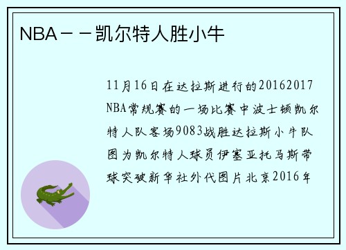 NBA－－凯尔特人胜小牛